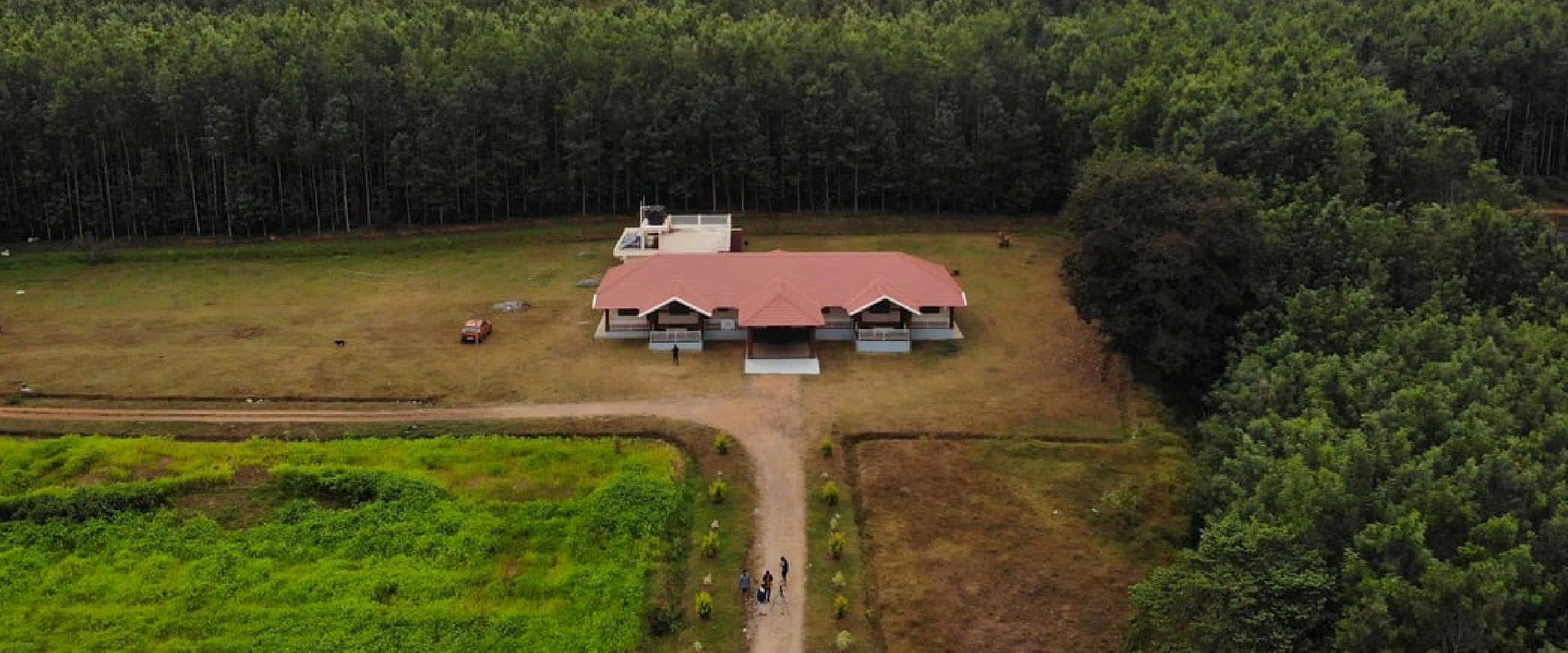 Ariel view of Homestay in Chikmagalur in the lap of the beautiful greenery