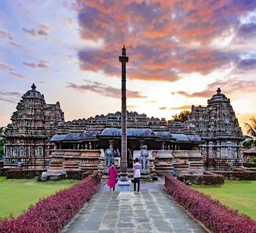 Front view of a 12th-century's Sri Veera Narayana Temple in Chikmagalur